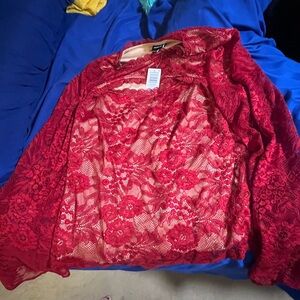 Torrid Jester Red Lace Top